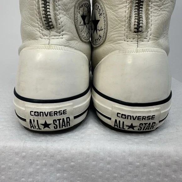 Converse Women's Size 8 Ivory Leather High Rise High Top Lined Lugged Back Zip - Picture 6 of 15